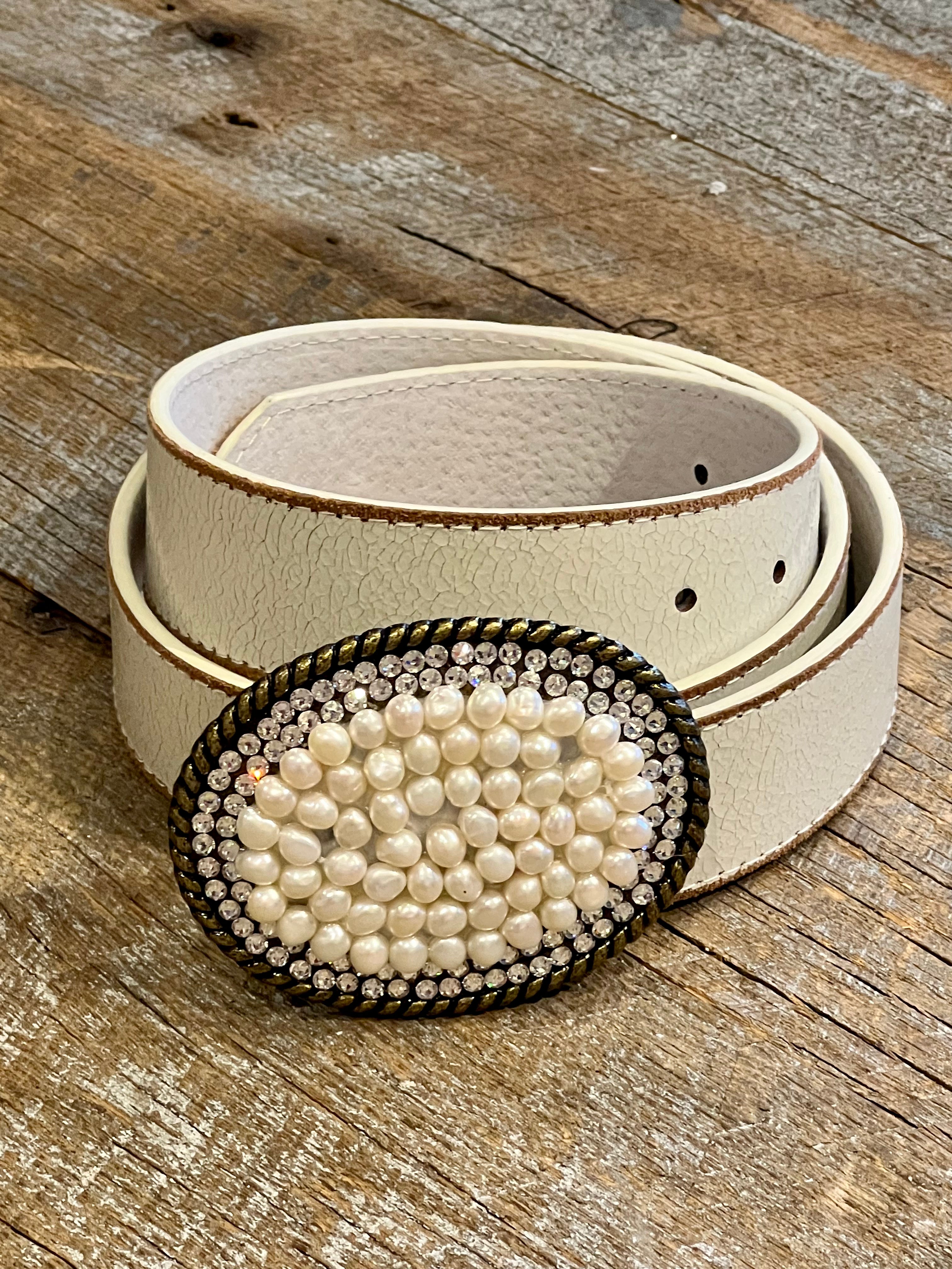 Belt Buckle / White Fresh Water Pearl – Stacy Bradley Design